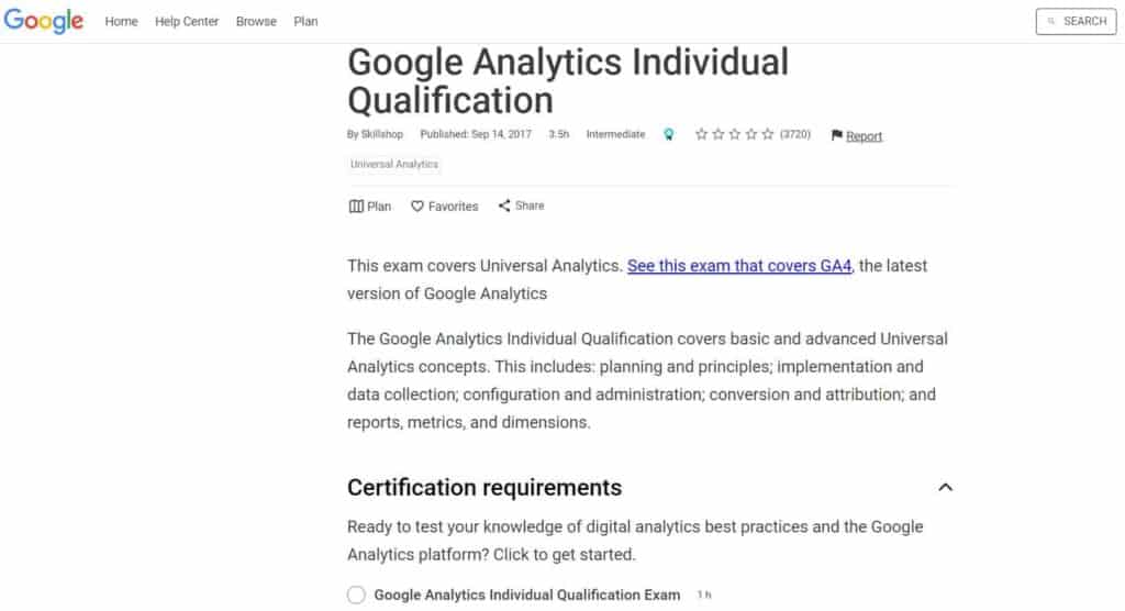 Google Analytics Skillshop Certification