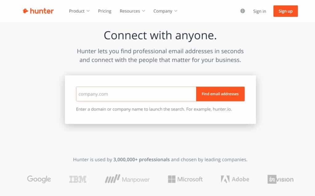 hunter.io, email outreach tool 