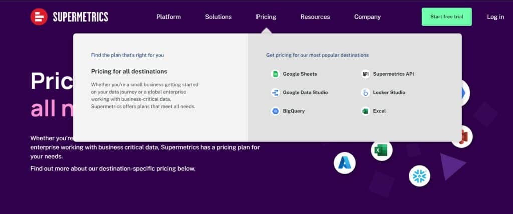 Supermetrics pricing 