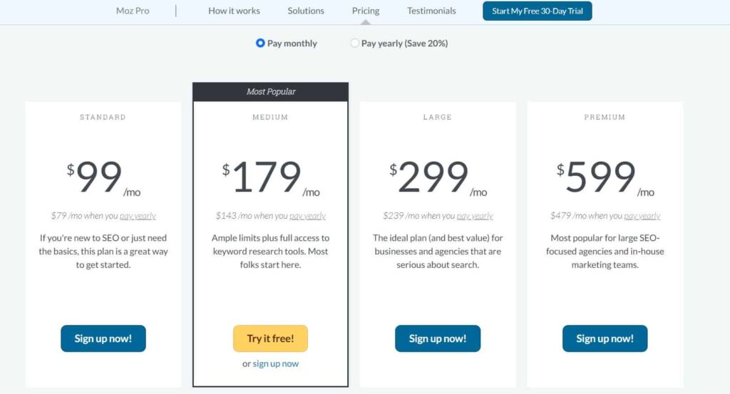 Moz pro pricing