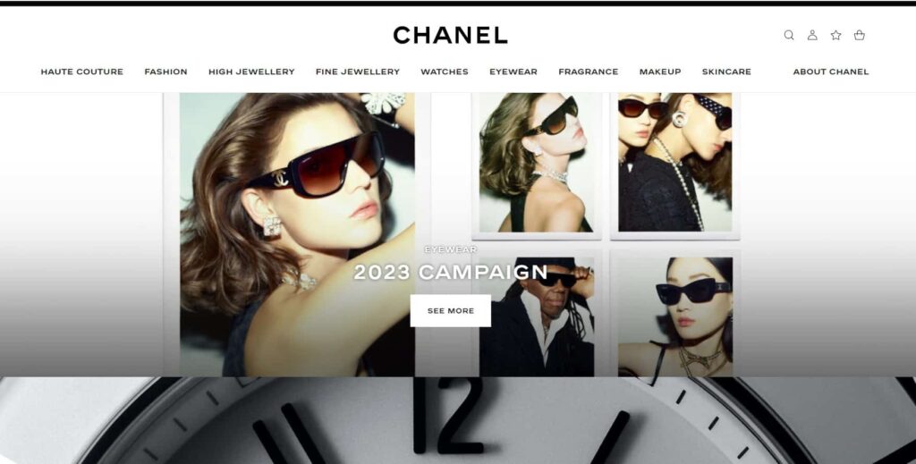 Chanel website, luxury brand marketing