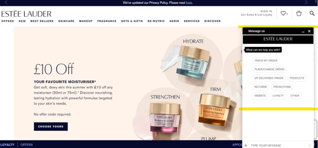 Estee Lauder AI chatbot