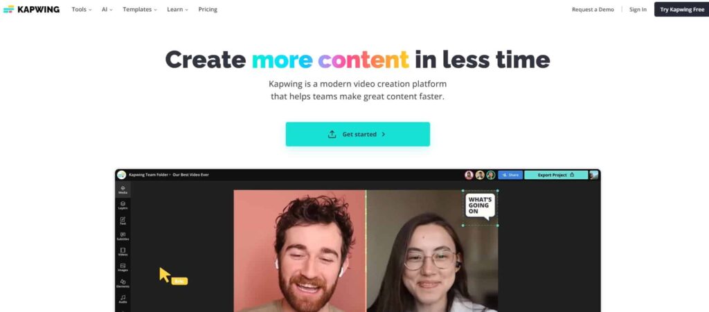 Kapwing video creation platform, ai meme generators