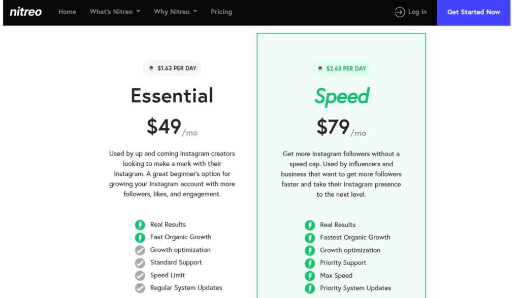Nitreo, instagram growth service pricing