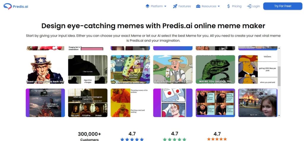 Predis.ai ai meme generator