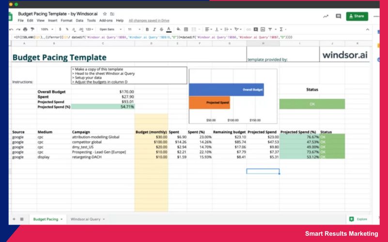 Windsor.ai budget tracker worksheet