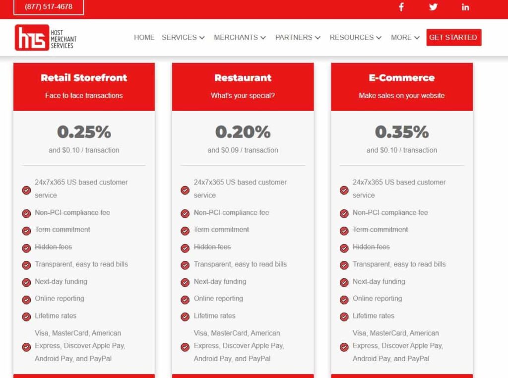 Host Merchant Services, payment processor fees