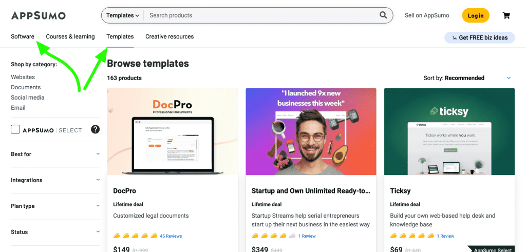 Appsumo app - search online marketplace - how to create and sell digital products